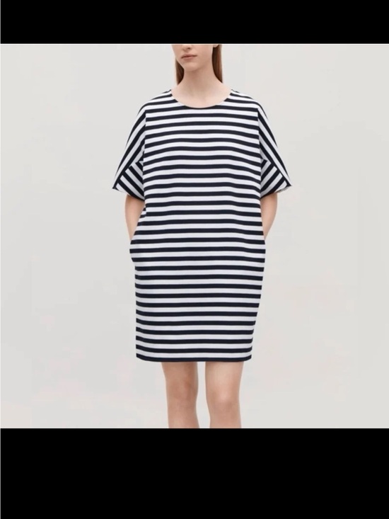 COS Dresses & Skirts - COS Stripe Boxy Tunic Mini Dress Dense Jersey Cotton Size Medium